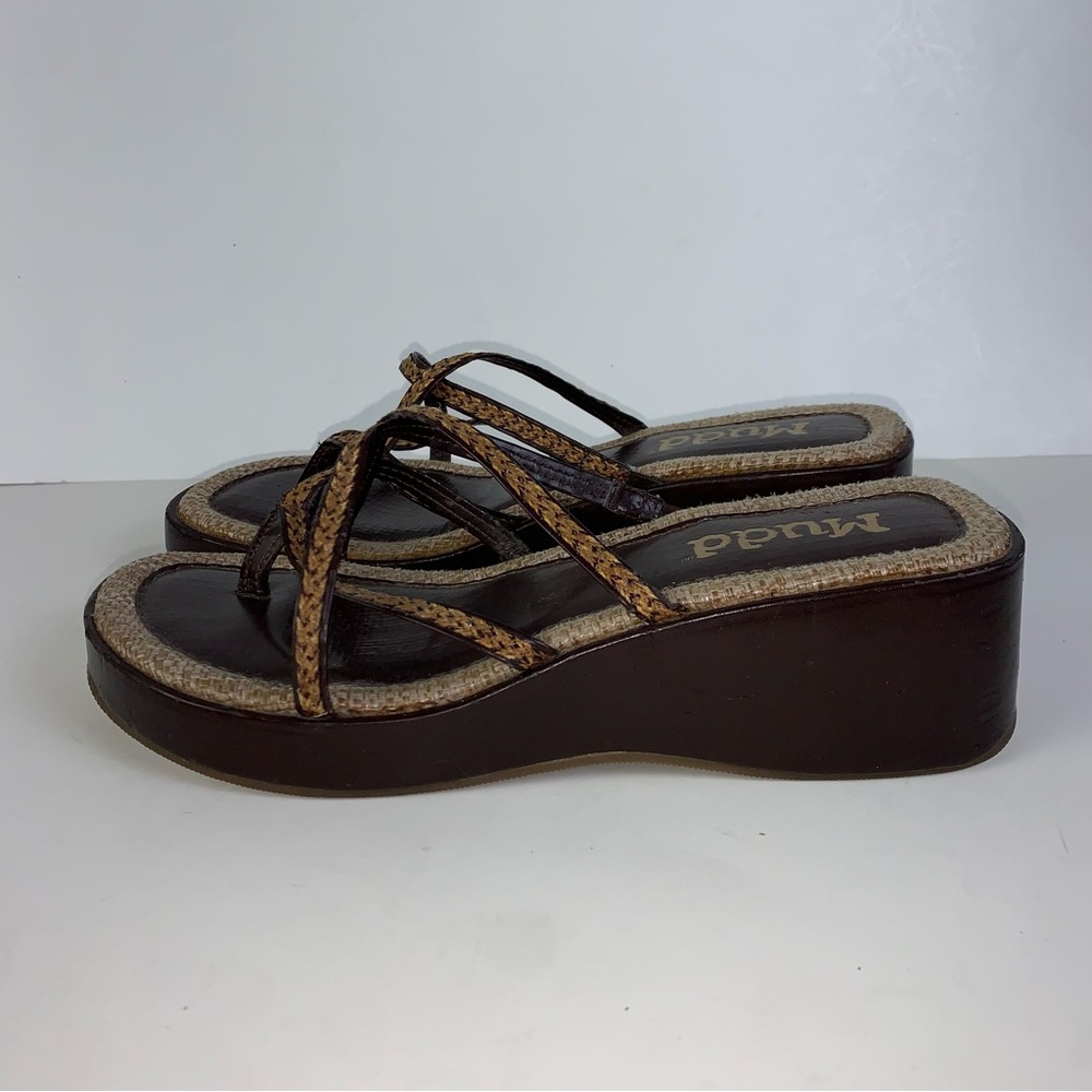 Vintage Mudd Y2K Chunky Platform Wedge Sandals Braided tan/Brown - Size 7.5/8